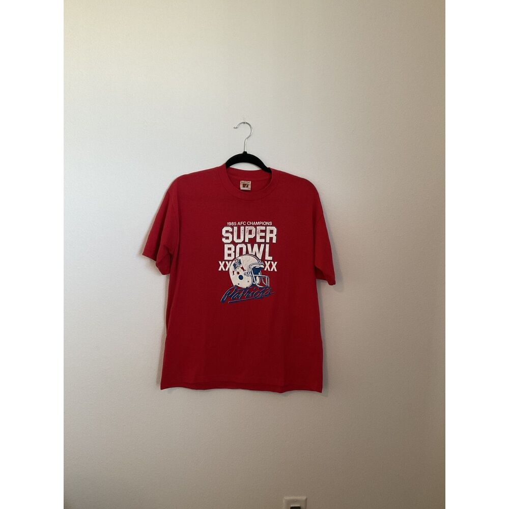 Vintage 1985 New England Patriots Super Bowl XX AFC Champions T-Shirt Logo 7 USA